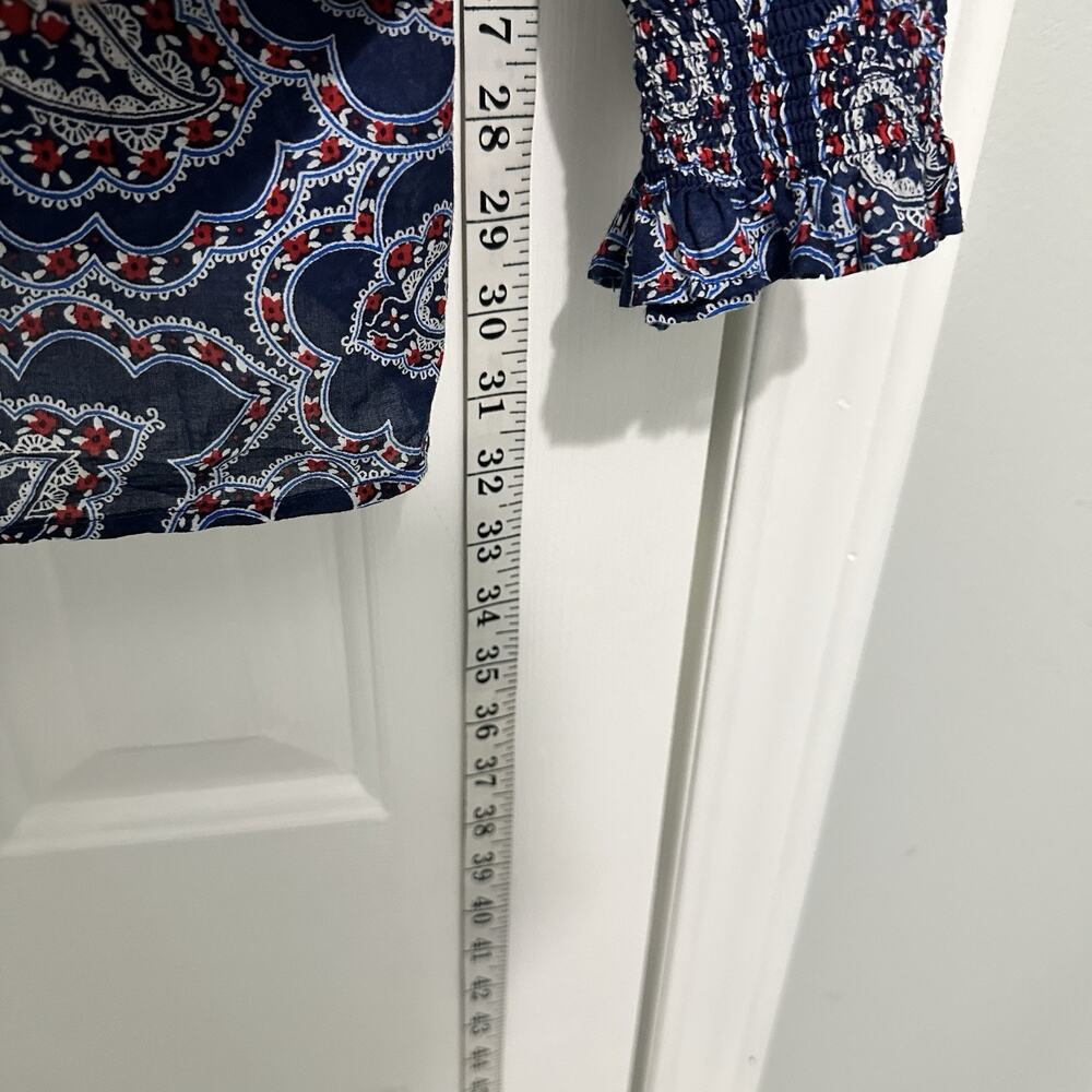 Talbots Paisley Top Plus size 3x Blue Ruffle Trip Popover Lightweight - Picture 4 of 9